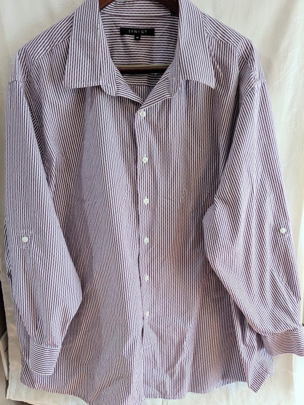 Men’s Maroon Pinstripe Button-Up Shirt